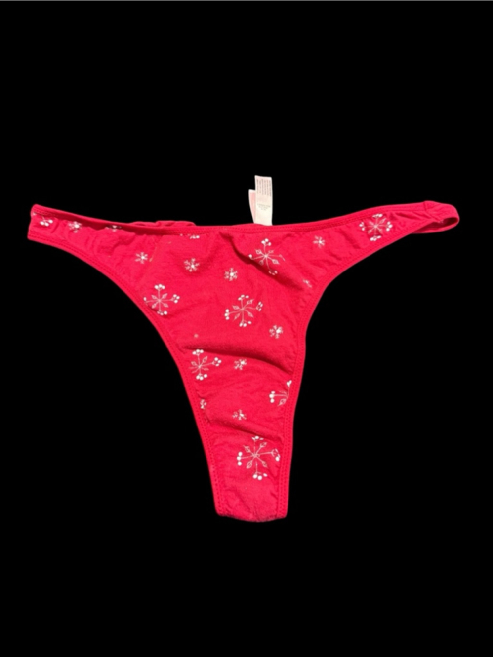 Women's Victoria's Secret Red & White Snowflake Thong Panty M